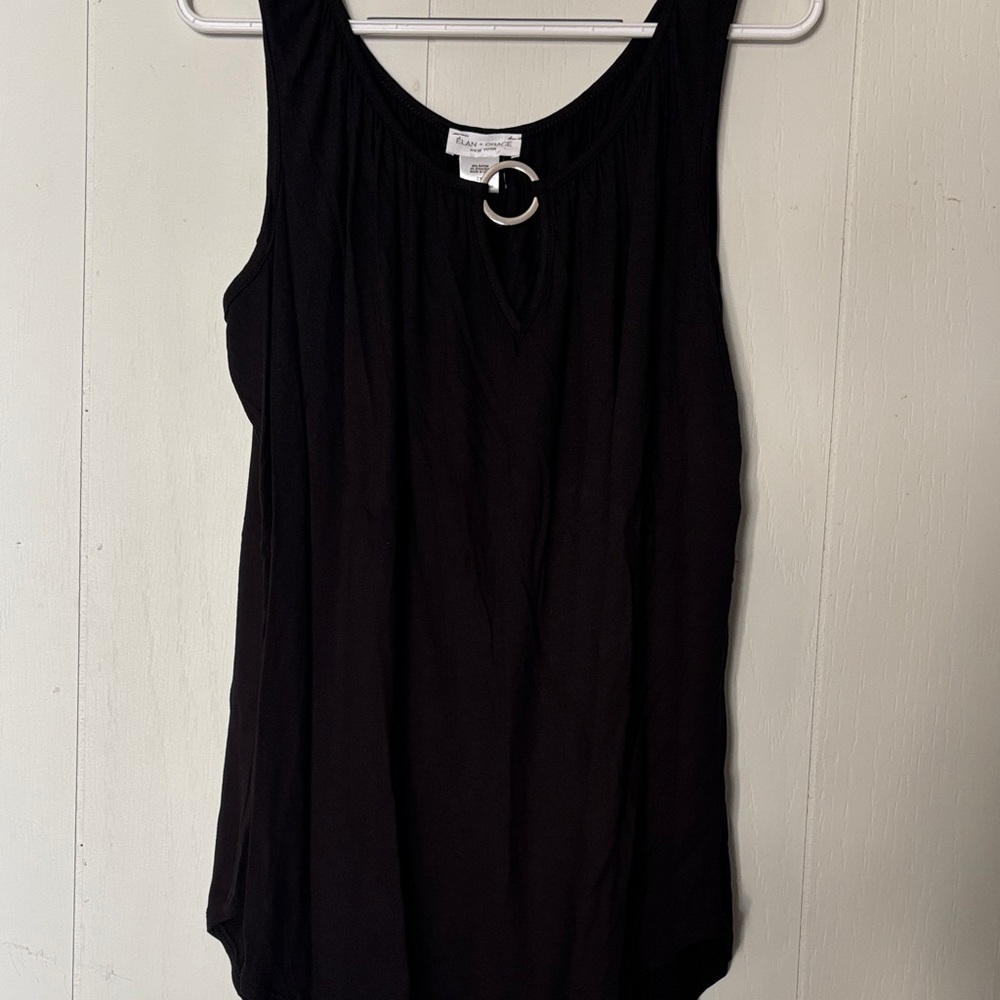 Elegant Black Tank Top with Ring Accent